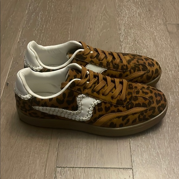 Leopard Print Sneakers with White Details and stitch detail, rubber sole - Picture 2 of 9